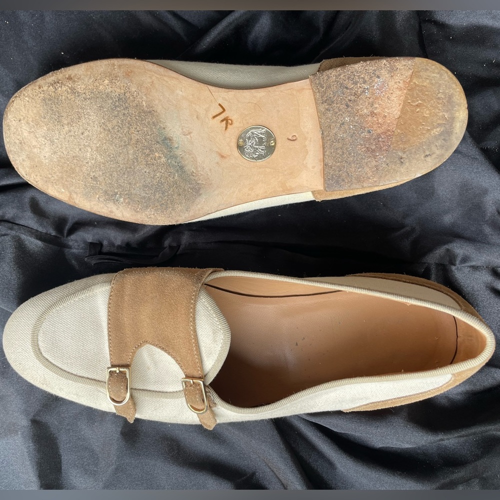 Cream and brown Edhèn Milano Double Monk Strap Loafers